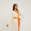 Boho Evil Eye Cotton Linen Kimono, Ethnic Kaftan,Organic Cotton Bathrobe, Muslin Robe