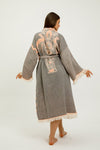 Linen Kimono,Ethnic Kaftan, Organic Elephant Print Kimono,Organic Cotton Bathrobe, Muslin Robe