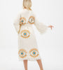 Boho Evil Eye Cotton Linen Kimono Robe, Ethnic Kaftan,Organic Cotton Bathrobe, Muslin Robe