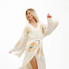 Handmade Evil Eye Muslin Kimono, Ethnic Kaftan, Dressing Gown, , Organic Cotton Bathrobe, Yoga Robe, Muslin Boho Cardigan