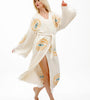 Handmade Evil Eye Muslin Kimono, Ethnic Kaftan, Dressing Gown, , Organic Cotton Bathrobe, Yoga Robe, Muslin Boho Cardigan