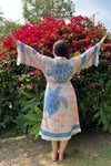 Handmade Kaftan, Organic Turtle Print Kimono,Organic Cotton Bathrobe, Muslin Robe,Spa Robe