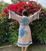 Handmade Kaftan, Organic Turtle Print Kimono,Organic Cotton Bathrobe, Muslin Robe,Spa Robe